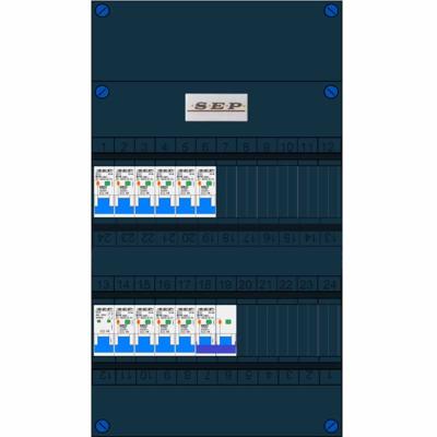 SEP 10 groepenkast 10 aardlekautomaten B16 30mA + kookgroep aardlekautomaat B16 30Ma 2 rijen 1f