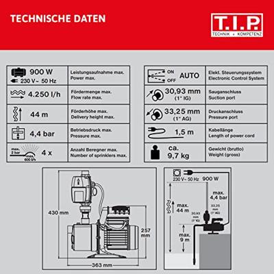 T.I.P. - Technische Industrie Produkte 31192 Watervoorziening HWA 4400 INOX Plus 230 V 4.250 l/h T.I.P. - Technische Industrie Produkte 31192 Watervoorziening HWA 4400 INOX Plus 230 V 4.250 l/h
