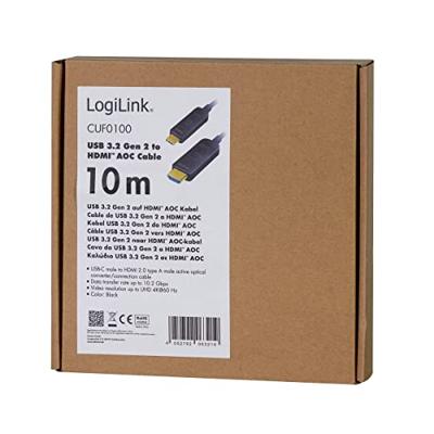 LogiLink CUF0100 video kabel adapter 10 m USB Type-C HDMI Type A (Standaard) Zwart