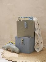 Set van 2 dino opbergbakken Minisaurus van VERTBAUDET in ribfluweel saliegroen - thumbnail