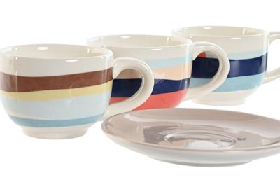 Set van koffiekopjes Home ESPRIT Geel Blauw Groen Lila Metaal Dolomite 180 ml Set van koffiekopjes Home ESPRIT Geel Blauw Groen Lila Metaal Dolomite 180 ml