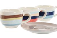 Set van koffiekopjes Home ESPRIT Geel Blauw Groen Lila Metaal Dolomite 180 ml - thumbnail