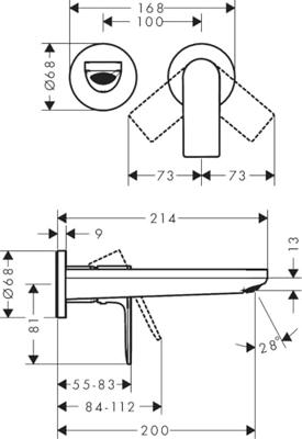 Hansgrohe Rebris E afbouwdeel v. inbouw wastafelkraan, voorsprong 19.5cm mat zwart 72568670 - thumbnail