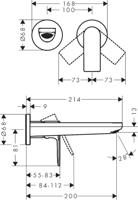 Hansgrohe Wastafelmengkraan Inbouw Rebris E Eengreeps Wandmontage Met Uitloop 20 cm Mat Zwart - thumbnail