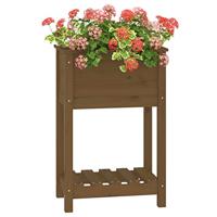 VidaXL Plantenbak met schap 54x34,5x81 cm grenenhout honingbruin - thumbnail