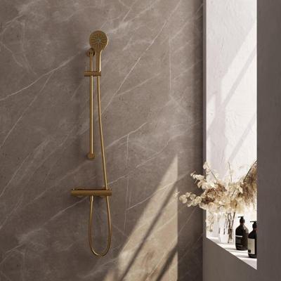Brauer Gold Edition Douchekraan opbouw - glijstang - 1 functie - 2 gladde knoppen - handdouche rond 3 standen - PVD - geborsteld goud 5-GG-236