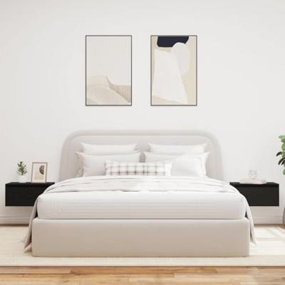 Nachtkastjes met LED's 2 st wandgemonteerd zwart eiken Nachtkastjes met LED's 2 st wandgemonteerd zwart eiken