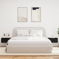 Nachtkastjes met LED's 2 st wandgemonteerd zwart eiken - thumbnail