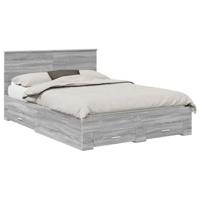 Bedframe met hoofdeinde Grijs Sonoma 140 x 190 cm Bewerkt hout - thumbnail