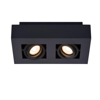 Lucide XIRAX - Plafondspot - LED Dim to warm - GU10 - 2x5W 2200K/3000K - Zwart