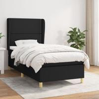 Boxspring met matras stof zwart 90x190 cm - thumbnail