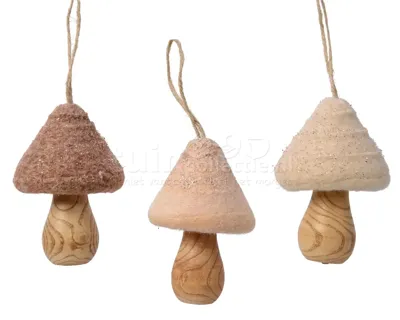 Kerstornament Paddenstoel Wol Assorti 1st