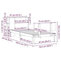 Bed met boekenkast zonder matras massief grenenhout 75x190 cm - thumbnail