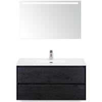Dante Badmeubelset 100 cm - Black Oak - Keramische Wastafel Wit Cover met Sence Spiegel - thumbnail
