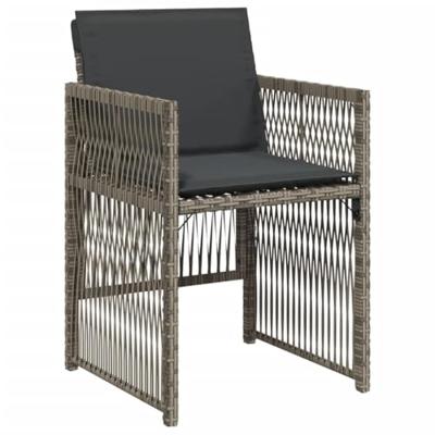 Tuinstoelen 4 st met kussens poly rattan grijs