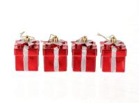 Hangdeco cadeautje set a 4 stuks rood - thumbnail