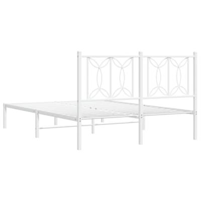 Bedframe met hoofdbord metaal wit 140x190 cm - thumbnail