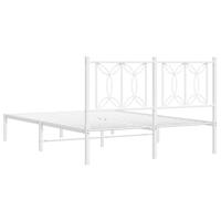 Bedframe met hoofdbord metaal wit 140x190 cm - thumbnail