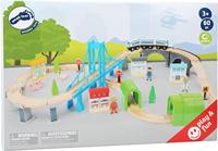 Small Foot houten treinset met brug, 60dlg. - thumbnail