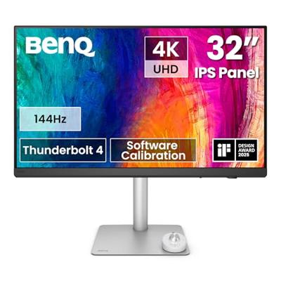 BenQ PD3226G 32” 4K UHD (3840x2160) 144Hz monitor voor ontwerpers, IPS, 95% P3, 100% sRGB, 90W Thunderbolt 4, softwarekalibratie, KVM, daisychain, reflectievrij nano Matte Panel, in hoogte verstelbaar