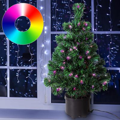 Kunstkerstboom van glasvezel - 65 x 35 cm - groen - met verlichting Kunstkerstboom van glasvezel - 65 x 35 cm - groen - met verlichting
