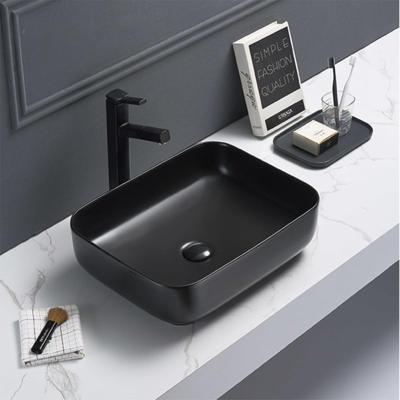 Waskom Sanilux Minerva Color Line 50x39x13 cm Inclusief Click Waste Mat Zwart Sanilux