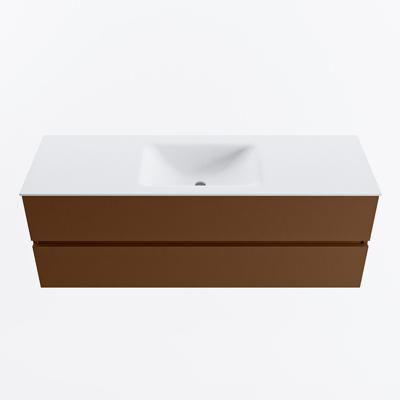 MONDIAZ VICA 140cm badmeubel onderkast Rust 2 lades. Wastafel CLOUD midden zonder kraangat, kleur Talc.