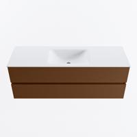 MONDIAZ VICA 140cm badmeubel onderkast Rust 2 lades. Wastafel CLOUD midden zonder kraangat, kleur Talc. - thumbnail