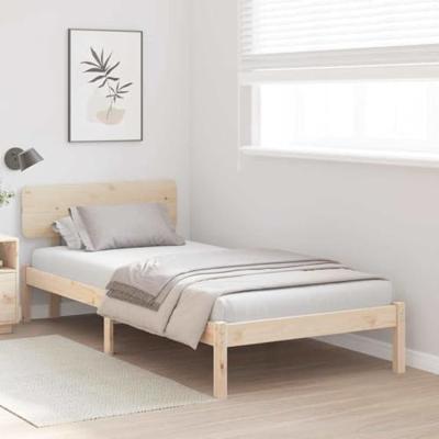 Bedframe met hoofdeinde Naturel 90 x 200 cm Massief grenenhout - thumbnail