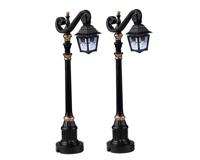 Lemax skeleton deco lamp, set of 2 verlichte straatlantaarn Spooky Town 2022 - thumbnail