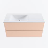 MONDIAZ VICA 100cm badmeubel onderkast Rosee 2 lades. Wastafel CLOUD links zonder kraangat, kleur Talc. - thumbnail