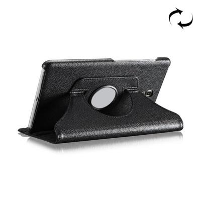 Litchi textuur horizontaal flip 360 graden rotatie lederen Case voor Galaxy Tab een 10.5 T590/T595/T597, met houder (zwart)