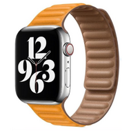 Leather Link serie bandje - Geel - Geschikt voor Apple Watch 44mm / 45mm / 46mm / 49mm - thumbnail