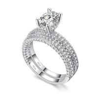 Dubbele rij voor vrouwen mode Cubic Zirconia Wedding Engagement Ring ring maat: 6 (ei vorm witgoud) - thumbnail