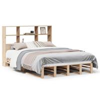 Bed met boekenkast zonder matras massief hout 140x190 cm - thumbnail
