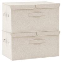 VidaXL Opbergboxen 2 st 50x30x25 cm stof crèmekleurig - thumbnail