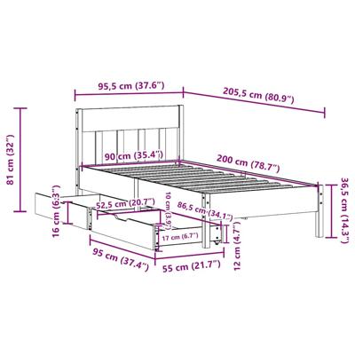 Bedframe zonder matras massief grenenhout wasbruin 200x200 cm Bedframe zonder matras massief grenenhout wasbruin 200x200 cm