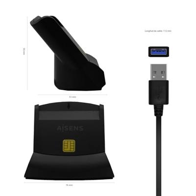 ID/SIP-kaartlezer Aisens ASCR-SN05-BK Zwart