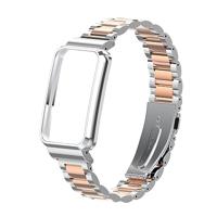 Metalen schakelband met case - Zilver met rosé goud - Xiaomi Smart band 7 Pro - thumbnail