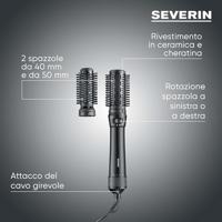 Severin WL0241 Warmeluchtborstel Zwart, Antraciet - thumbnail