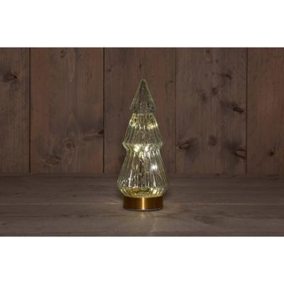 B.O.T. Tree Glass 10X23,5 cm Clear With Golden Base 10Led kerstverlichting Anna's Collection - Annas collection