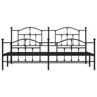 Bedframe met hoofd- en voeteneinde metaal zwart 193x203 cm - thumbnail