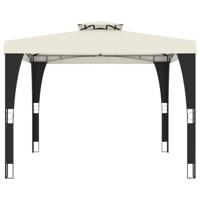 Prieel met dubbel dak 2,98x2,98 m staal crmekleurig - thumbnail