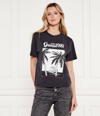 Guess Palm Print Washed T-Shirt Dames Donkergrijs - Maat XS - Kleur: Donkergrijs | Soccerfanshop Guess Palm Print Washed T-Shirt Dames Donkergrijs - Maat XS - Kleur: Donkergrijs | Soccerfanshop