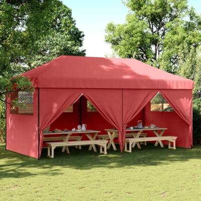 VidaXL Partytent inklapbaar pop-up met 4 zijwanden bordeauxrood