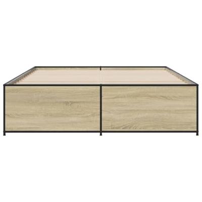 Bedframe bewerkt hout metaal sonoma eikenkleurig 160x200 cm