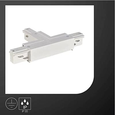 Eutrac 1001518 230V-railsysteemcomponenten T-verbinder T-Verbinder Erde links, weiss Verkeerswit