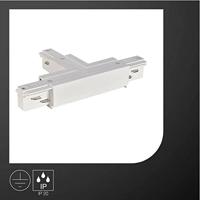 Eutrac 1001518 230V-railsysteemcomponenten T-verbinder T-Verbinder Erde links, weiss Verkeerswit - thumbnail
