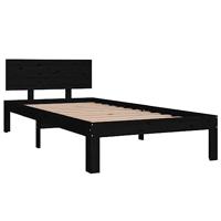 Bedframe massief grenenhout zwart 90x200 cm - thumbnail