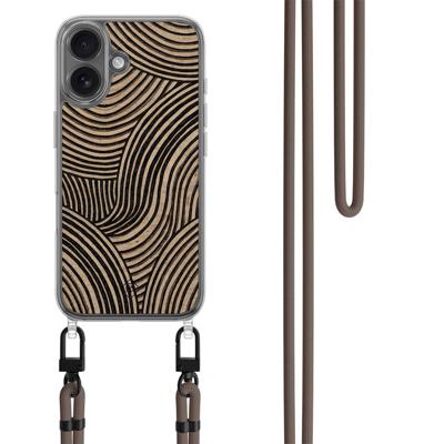 iPhone 17 hoesje met donkerbruin koord - Ebony Waves iPhone 17 hoesje met donkerbruin koord - Ebony Waves